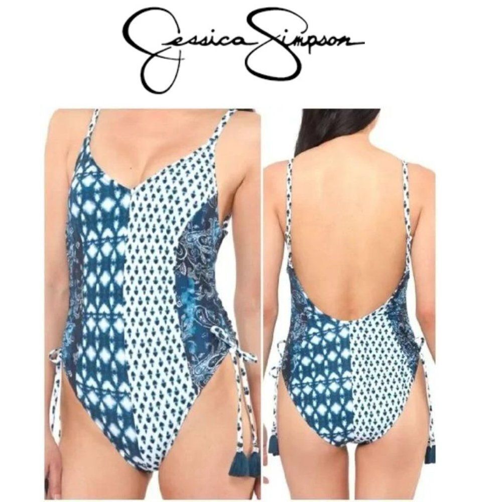 Jessica Simpson Women's Contemporary Batik Babe V Neck Maillot One Piece…